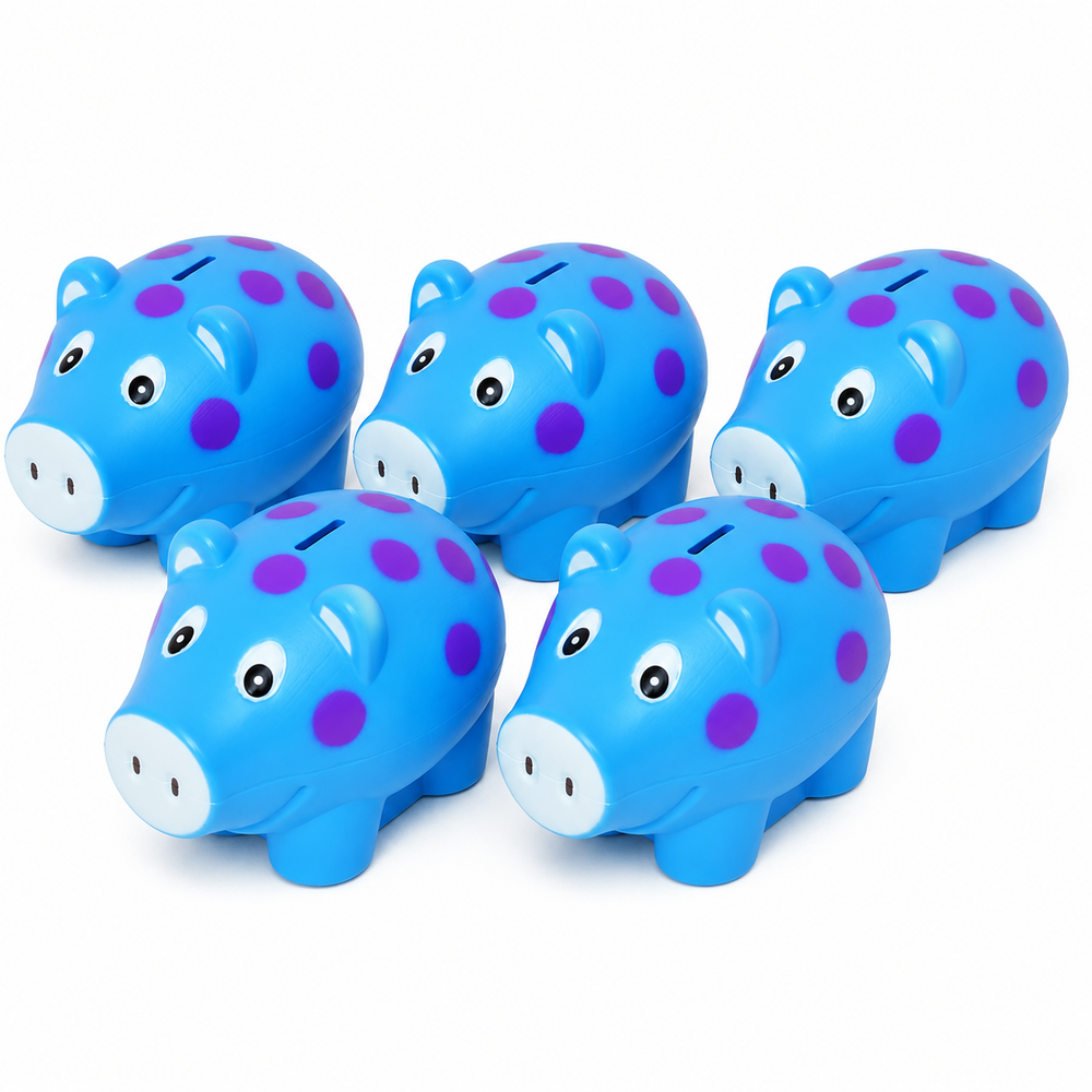 Pack of 5 Money Saver Piggy Bank (3-8 Years) - Blue