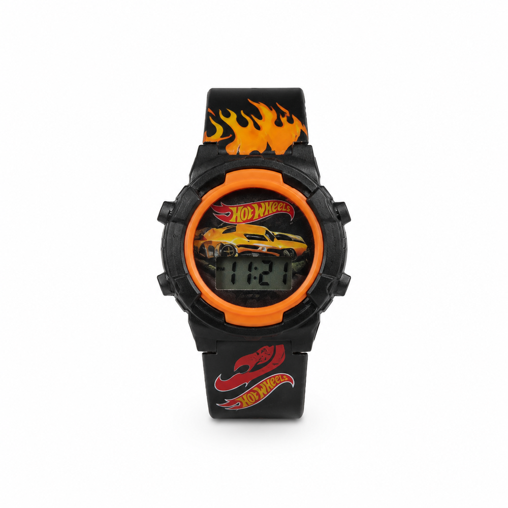 Original Mattel Hotwheels Digital Watch for Kids with Flashing Lights - Adjustable Strap