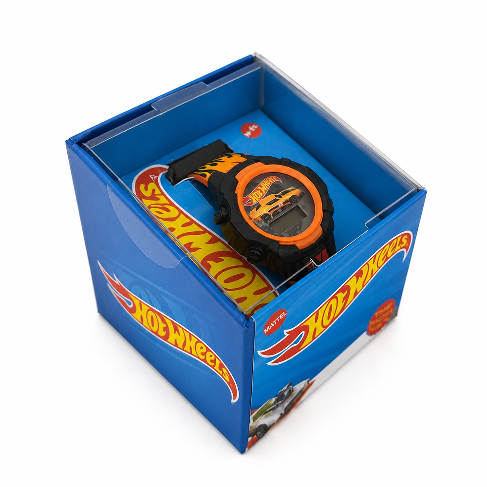 Original Mattel Hotwheels Digital Watch for Kids with Flashing Lights - Adjustable Strap
