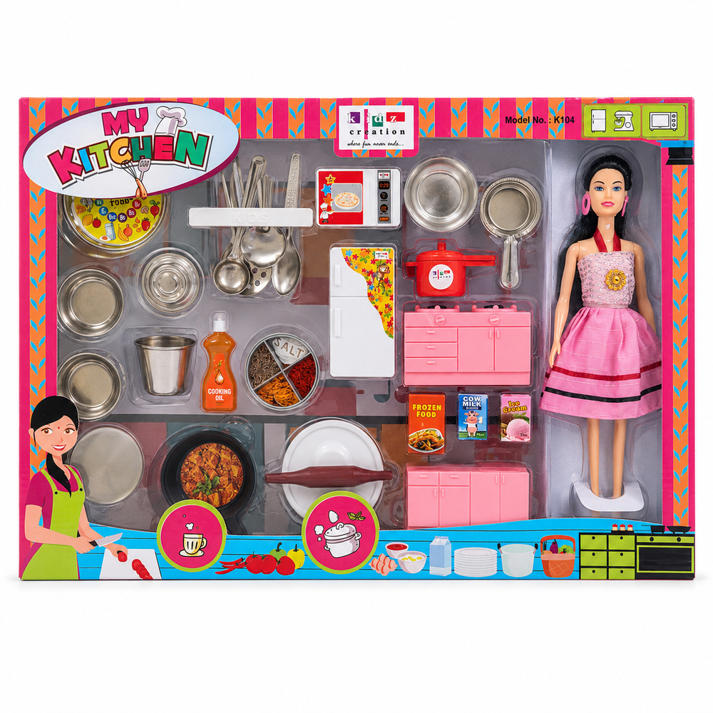 Kidz Creation My Kitchen Pretend Playset with Doll - Big (3-5 Years)