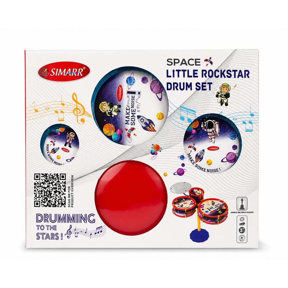 Simarr Little Rockstar Drum Set with Stool (Space Theme)