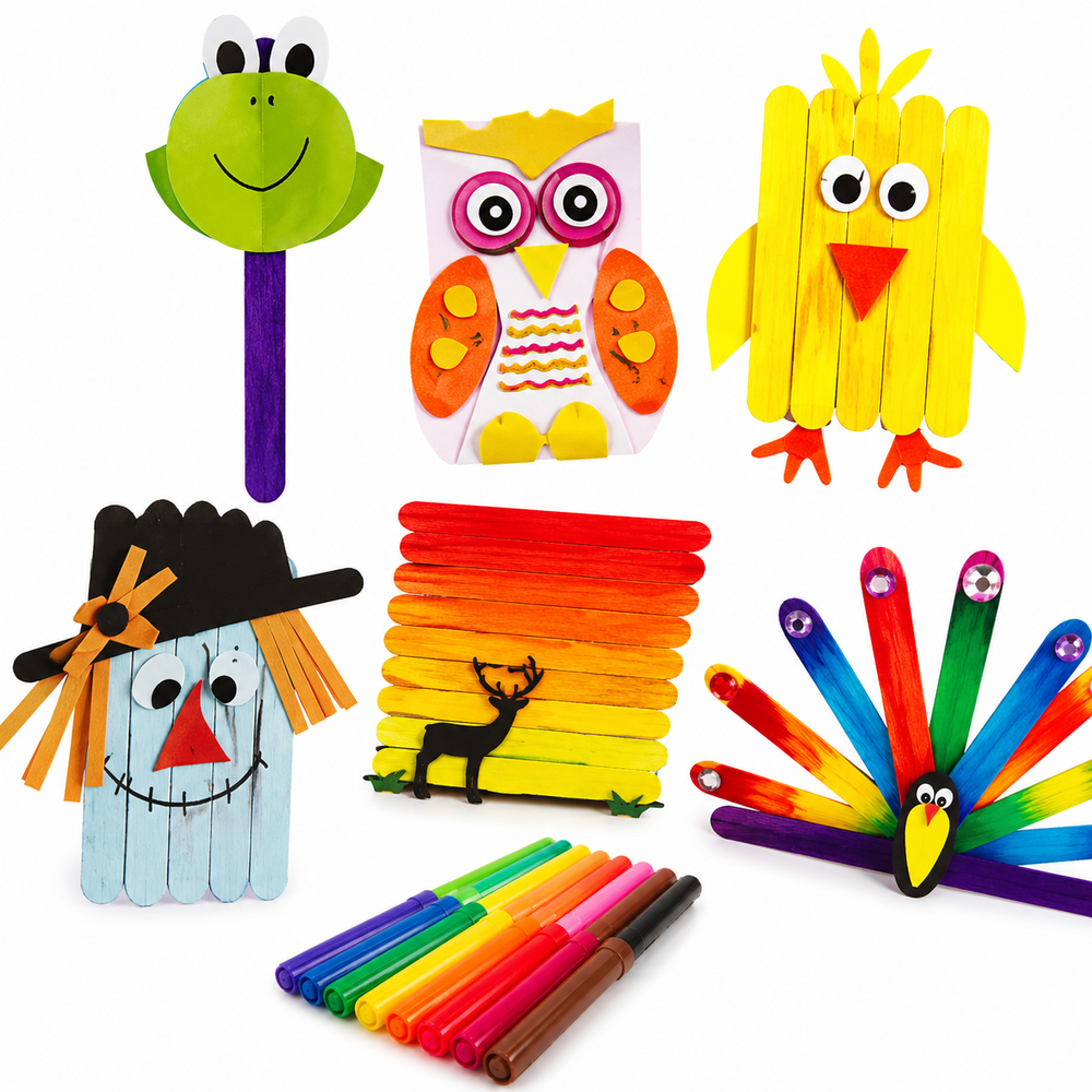 Lil' Star 6-in-1 DIY Magic Crafting Kit - Corrugated Art, Popsicle Craft, Spiro Fun, Finger Puppet and More