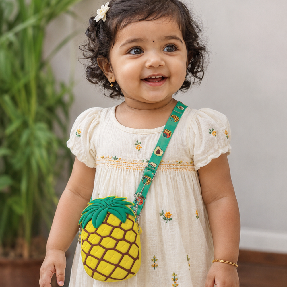 Fruity Silicone Sling Bag with Detachable Strap - Pineapple