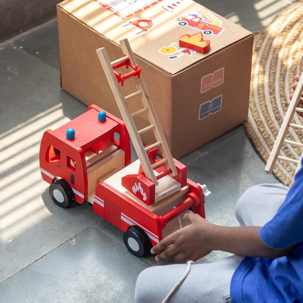 Playbox Wooden Marshall Fire Truck & Firefighter Men Set (2-5 Years)