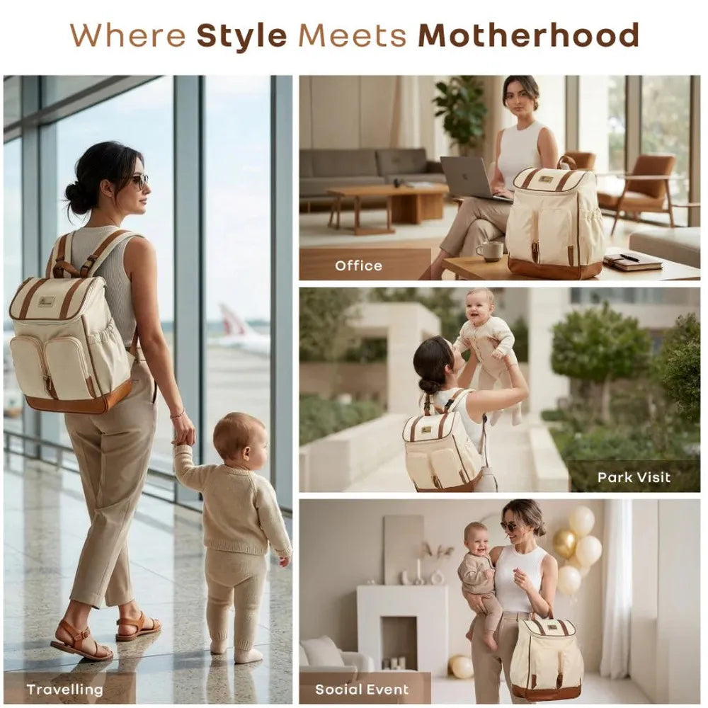 R for Rabbit Caramello Bold Hazel Stylish Diaper Bag | Vegan Leather, Stroller Hanging Rings