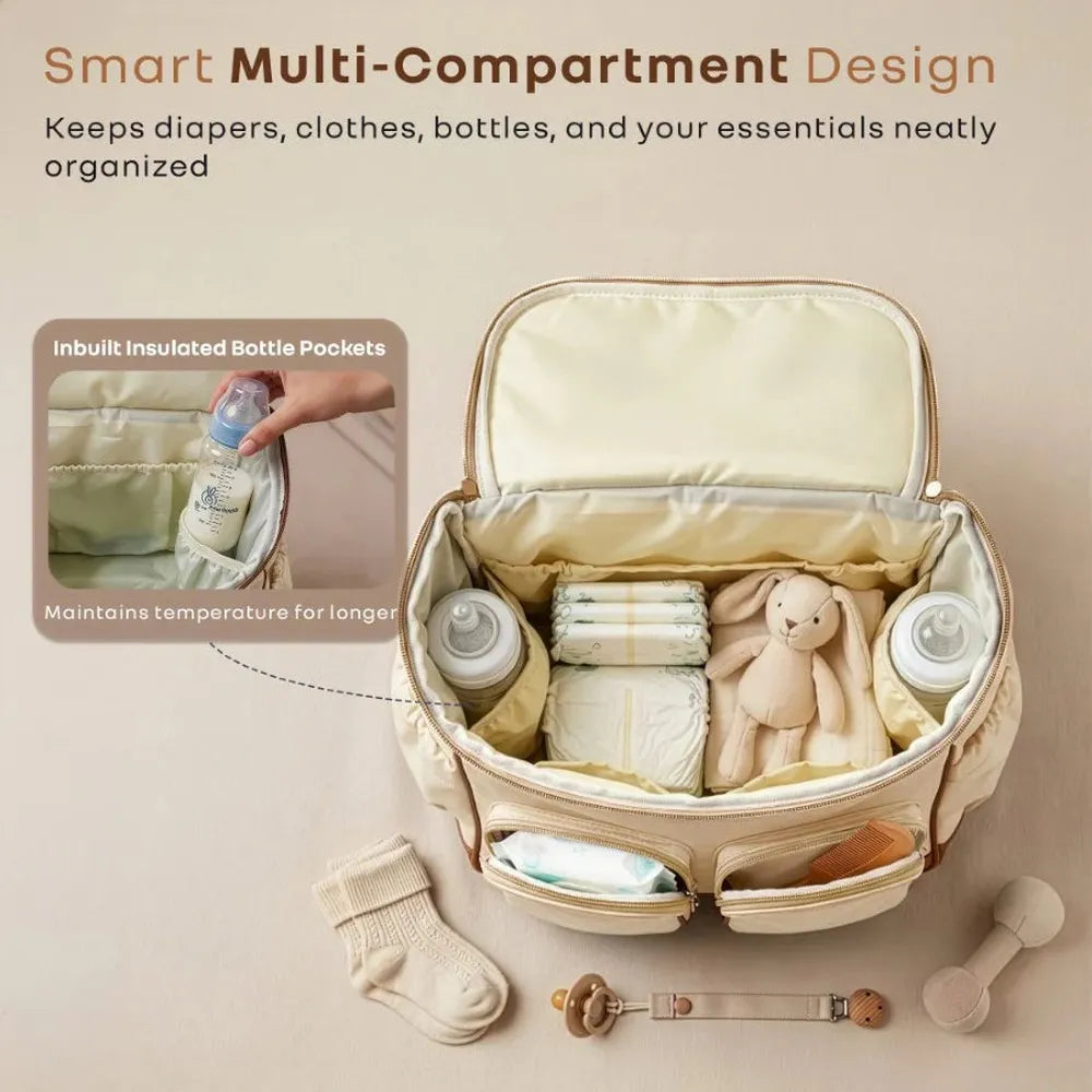 R for Rabbit Caramello Bold Hazel Stylish Diaper Bag | Vegan Leather, Stroller Hanging Rings