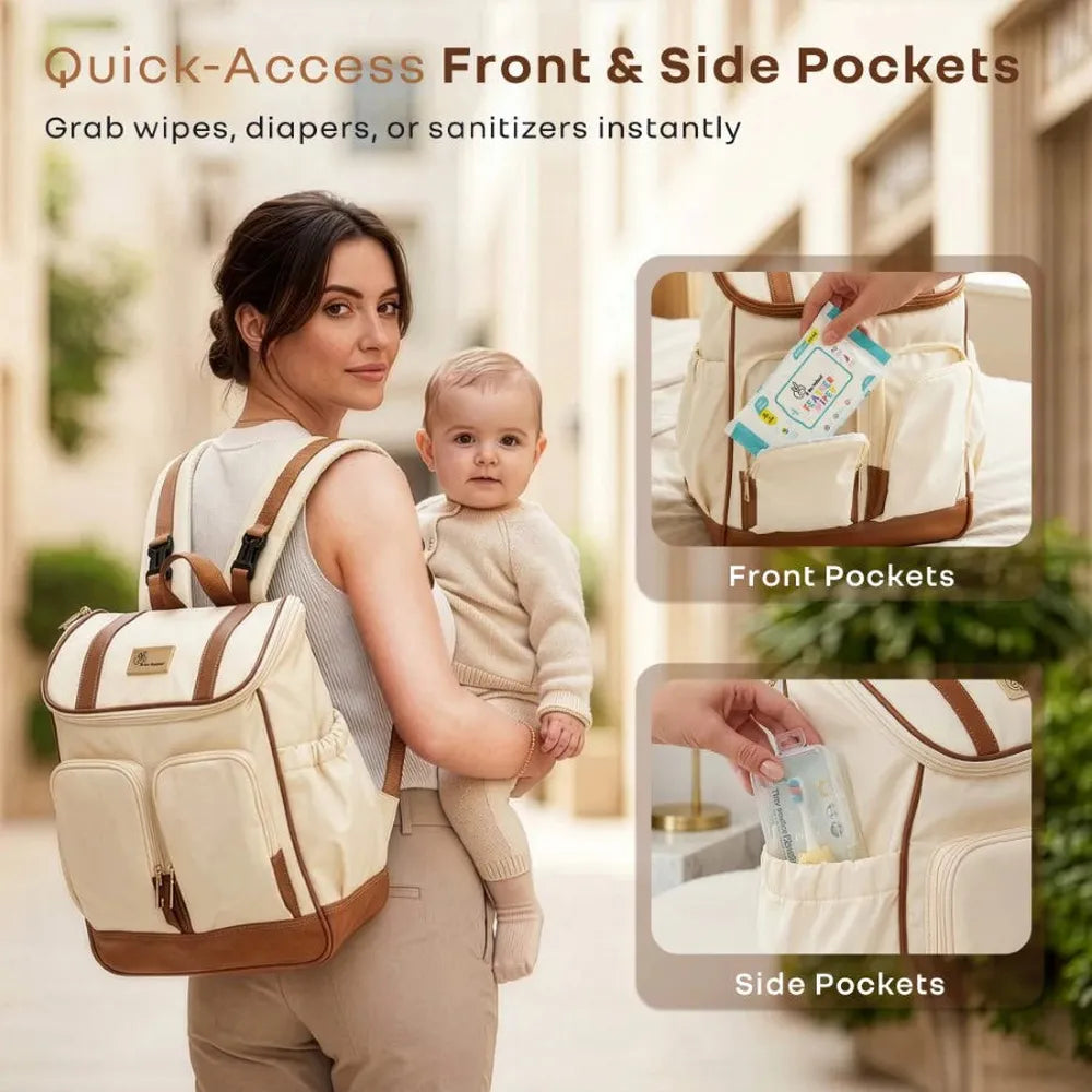 R for Rabbit Caramello Bold Hazel Stylish Diaper Bag | Vegan Leather, Stroller Hanging Rings