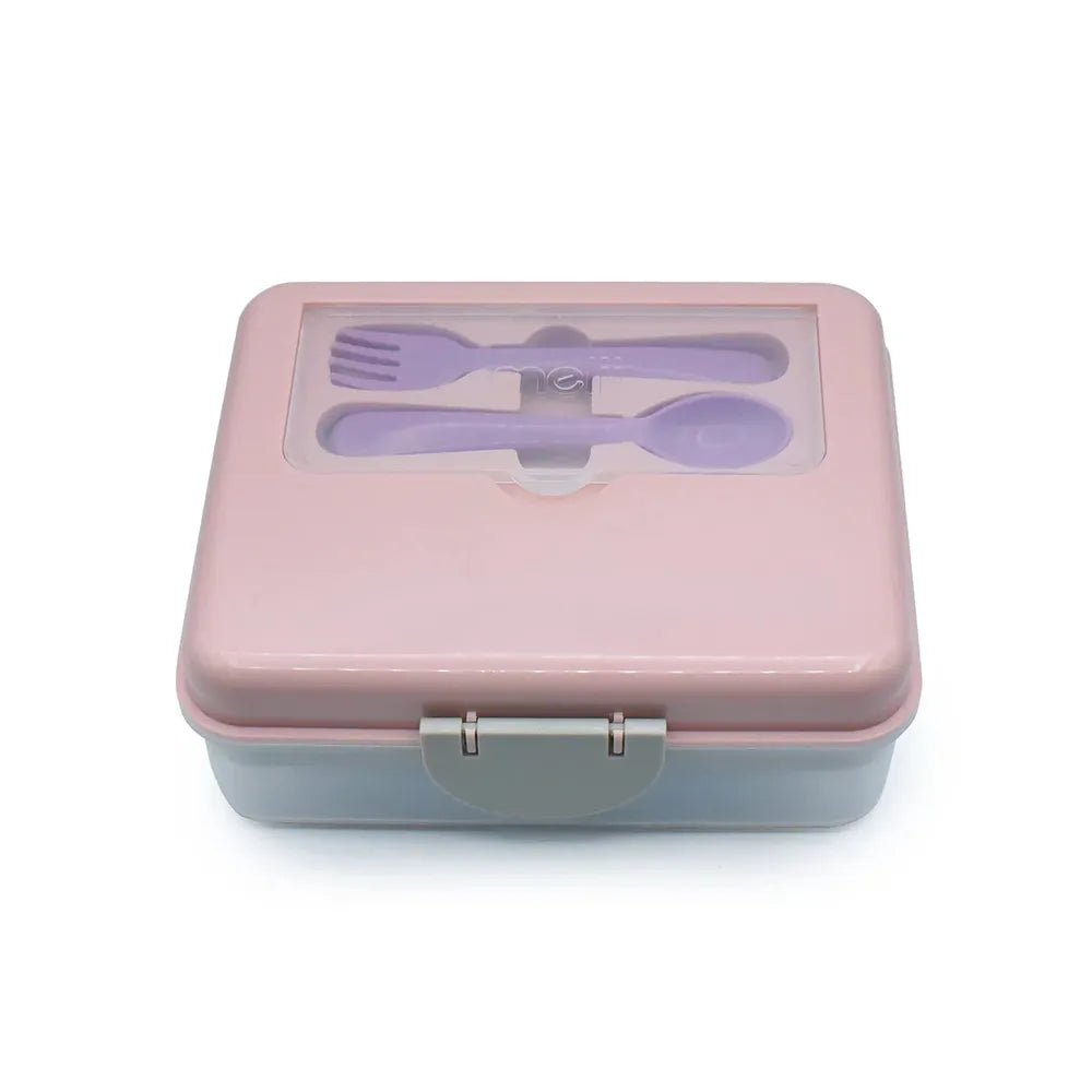 Melii 2 Tier Bento Lunch Box with 6 Compartments & Removable Top Tier | Includes Spoon & Fork