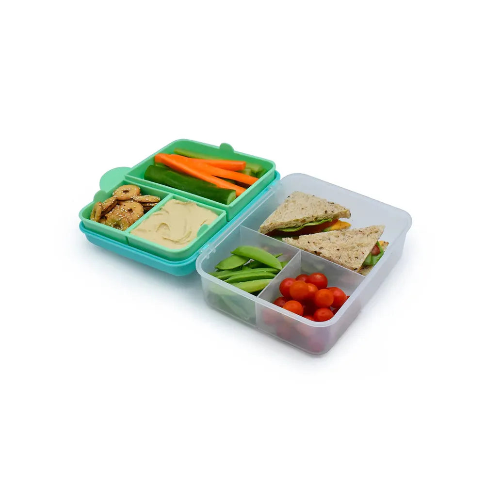 Melii 2 Tier Bento Lunch Box with 6 Compartments & Removable Top Tier | Includes Spoon & Fork