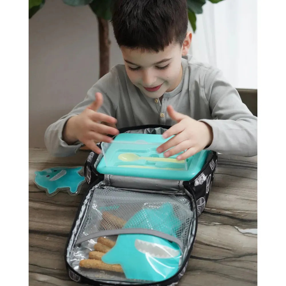 Melii 2 Tier Bento Lunch Box with 6 Compartments & Removable Top Tier | Includes Spoon & Fork