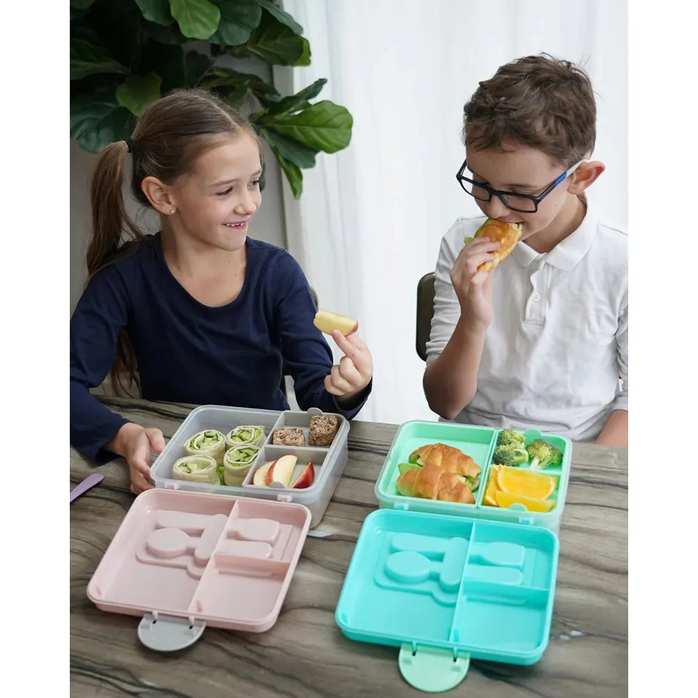 Melii 2 Tier Bento Lunch Box with 6 Compartments & Removable Top Tier | Includes Spoon & Fork