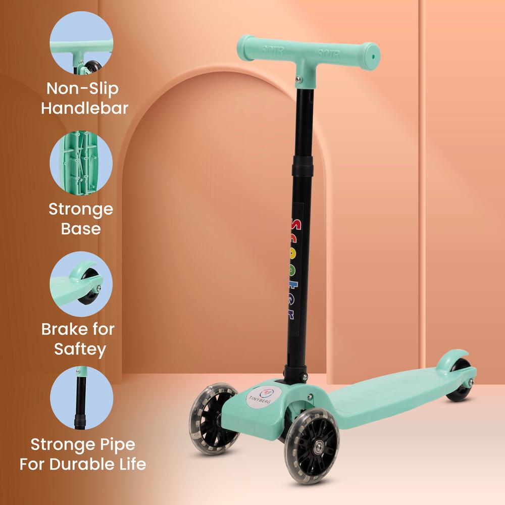 Tinyberg Kids Scooter with LED Wheels, Adjustable Height & Foot Brake | Vroom Vroom