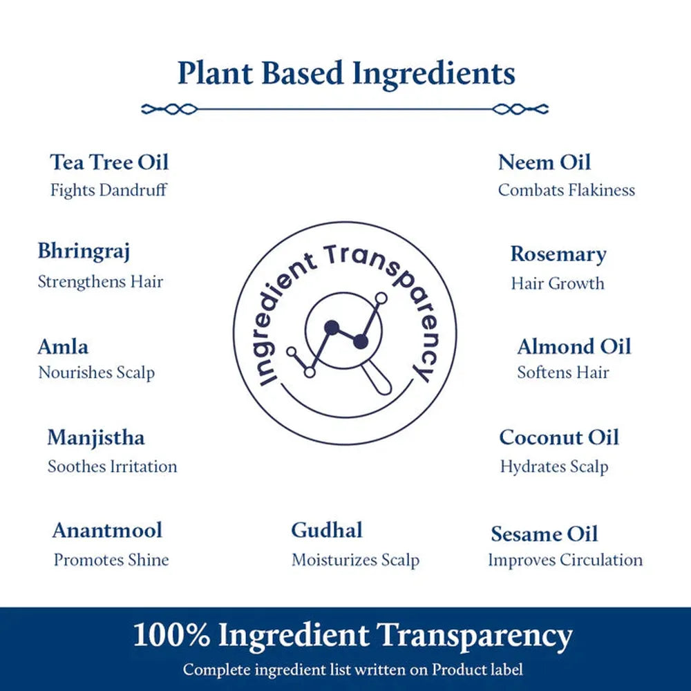 Blue Nectar Briganantadi Tea Tree Anti Dandruff Oil for Hair | Clean & Healthy Scalp - 100ml