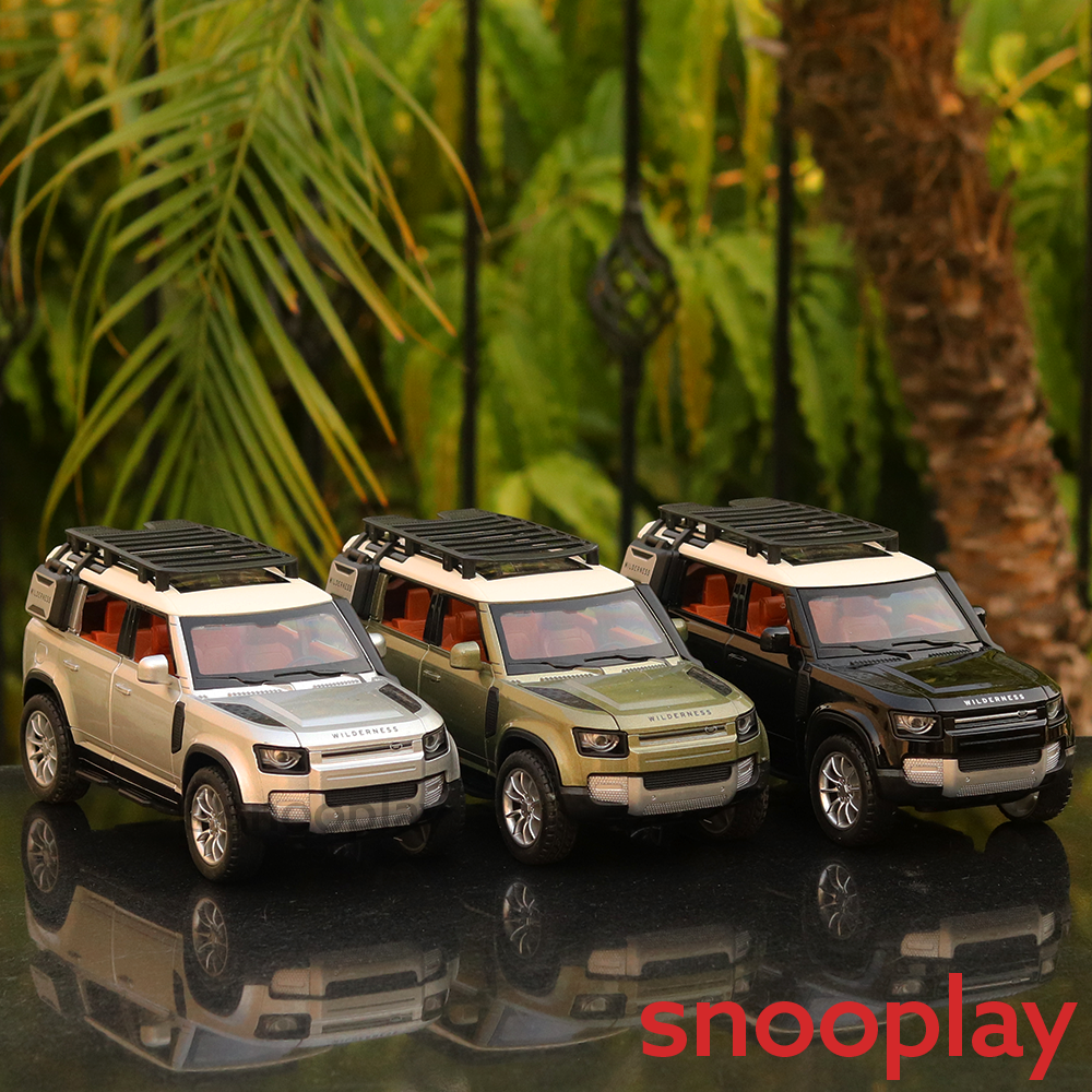 SMS Play & Smile Resembling Defender 2201 Diecast Car - Pullback, Light & Sound, Openable Parts | 1:22 Scale (3 Years till Grown Ups) | Assorted Colors