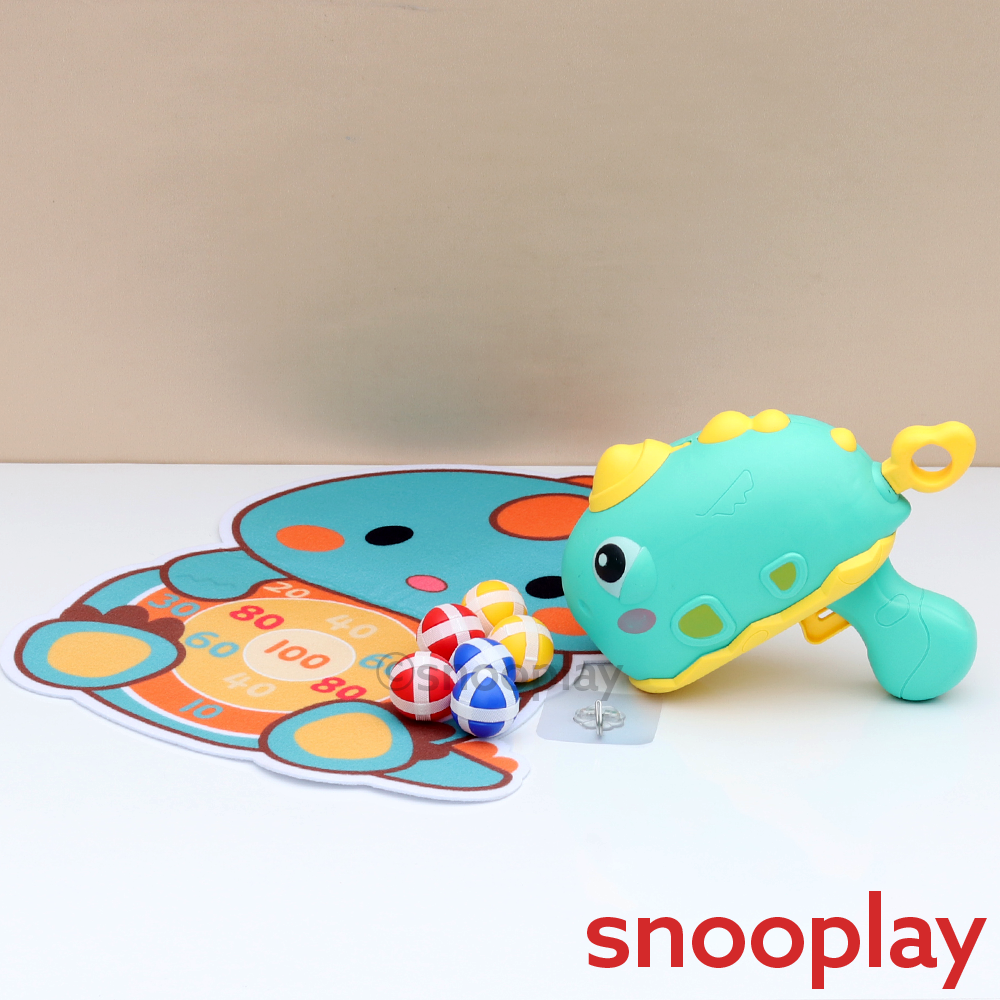 Dinosaur Ball Launcher Toy | Sticky Balls, Soft Cloth Board & Wall Hook (3-7 Years)