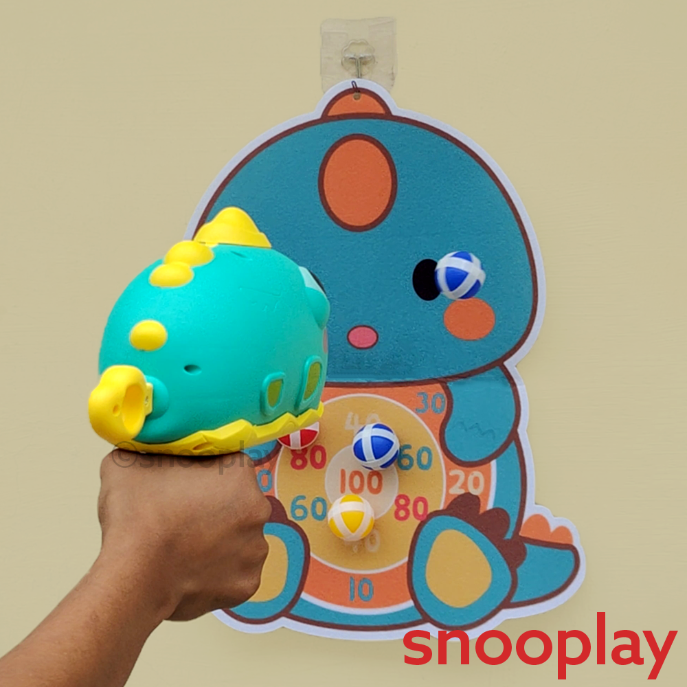 Dinosaur Ball Launcher Toy | Sticky Balls, Soft Cloth Board & Wall Hook (3-7 Years)
