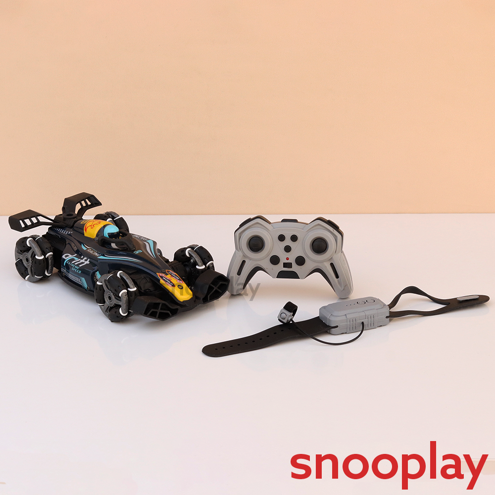 2 in 1 Gesture Controller & Remote Control Spray Racing Car | 360° Rotation, Music, Lateral Drift, Light (5-14 Years)