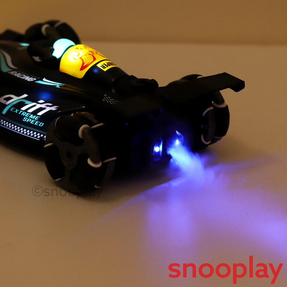 2 in 1 Gesture Controller & Remote Control Spray Racing Car | 360° Rotation, Music, Lateral Drift, Light (5-14 Years)