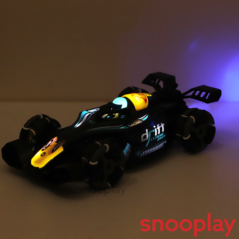 2 in 1 Gesture Controller & Remote Control Spray Racing Car | 360° Rotation, Music, Lateral Drift, Light (5-14 Years)