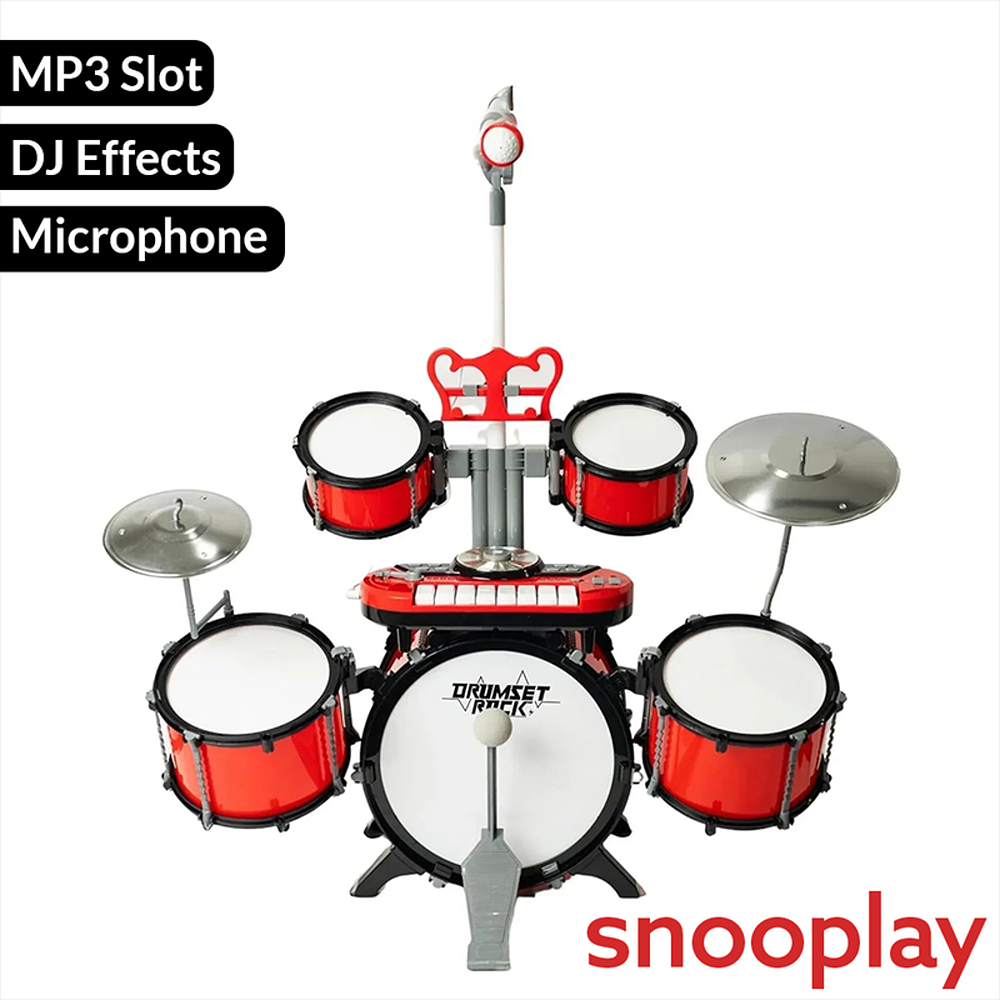 Dynamo Drumset with Keyboard, Microphone, MP3 Slot & DJ Effects (3-8 Years)