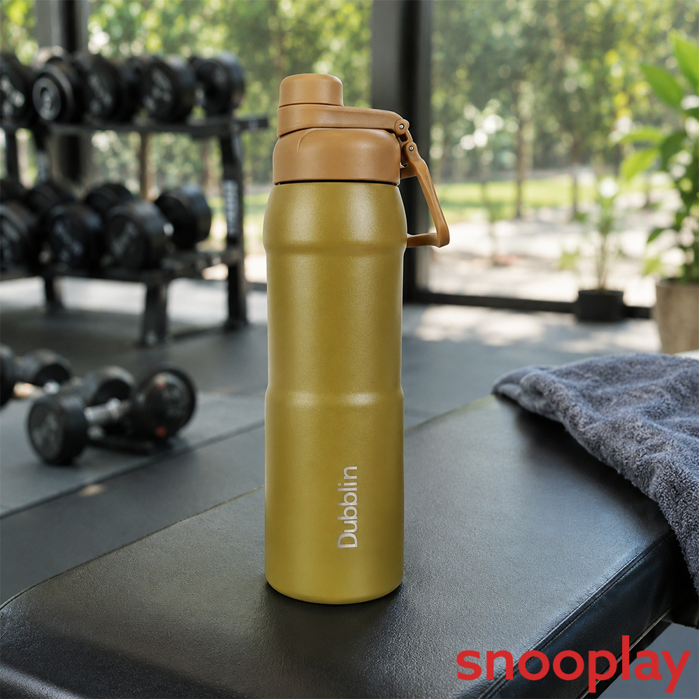 Dubblin Crest Insulated Water Bottle with Flip Lid - 900ml | Stainless Steel Vacuum Flask - Green