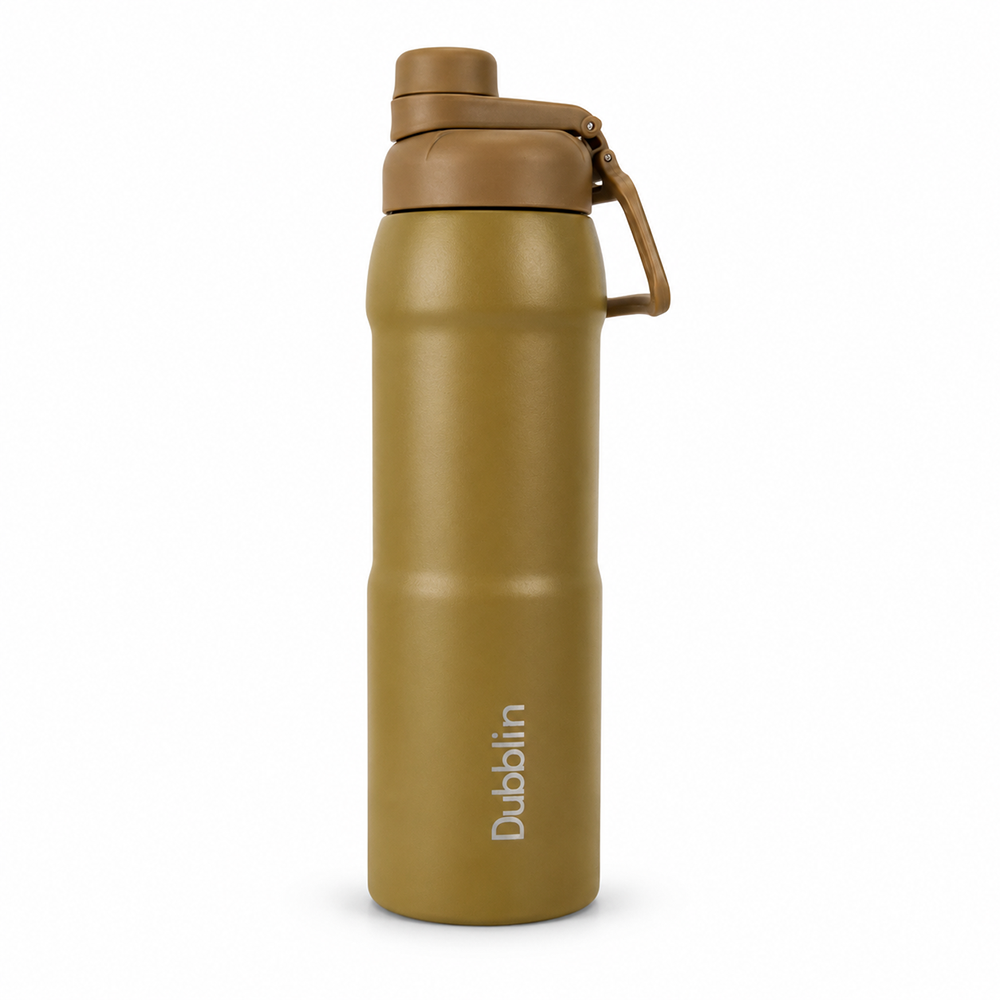 Dubblin Crest Insulated Water Bottle with Flip Lid - 900ml | Stainless Steel Vacuum Flask - Green