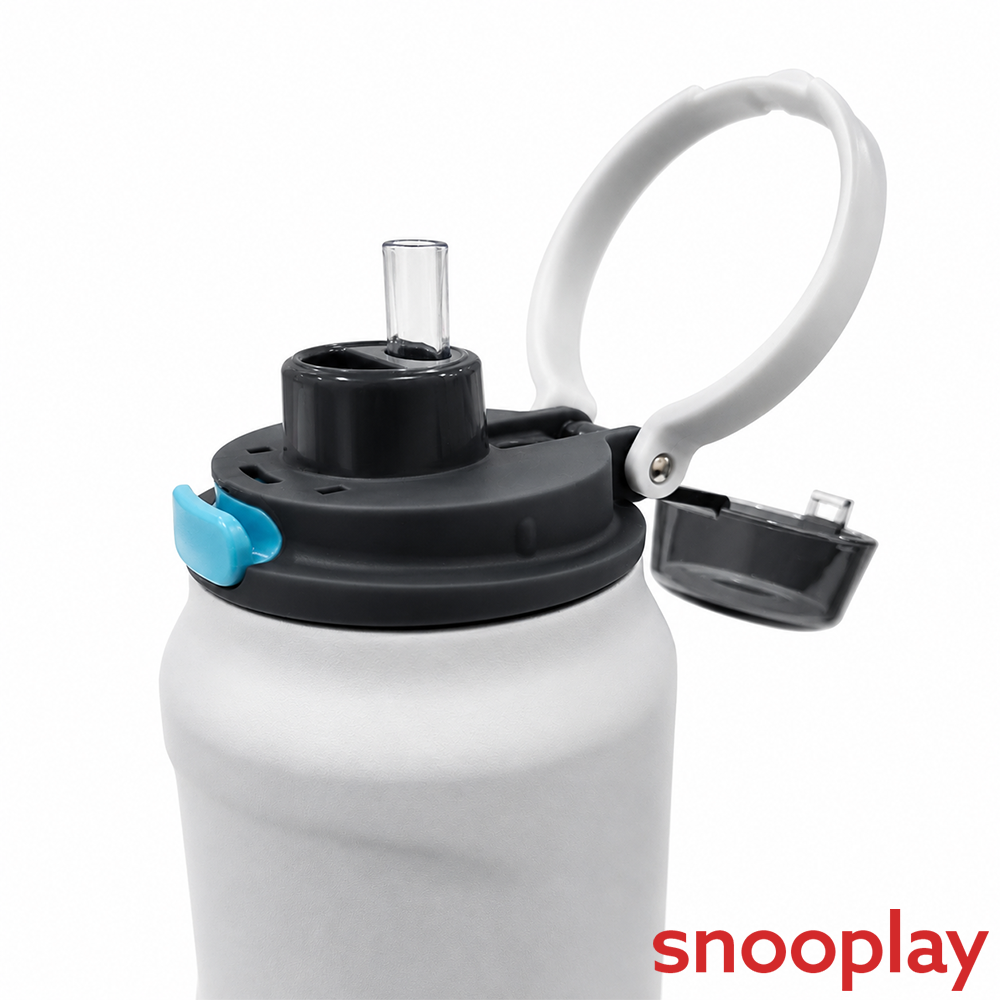 Dubblin Modern Water Bottle - 1L | Double Wall Vacuum Insulated Stainless Steel | Keeps Water Hot & Cold  - White