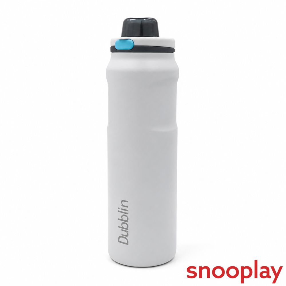 Dubblin Modern Water Bottle - 1L | Double Wall Vacuum Insulated Stainless Steel | Keeps Water Hot & Cold  - White