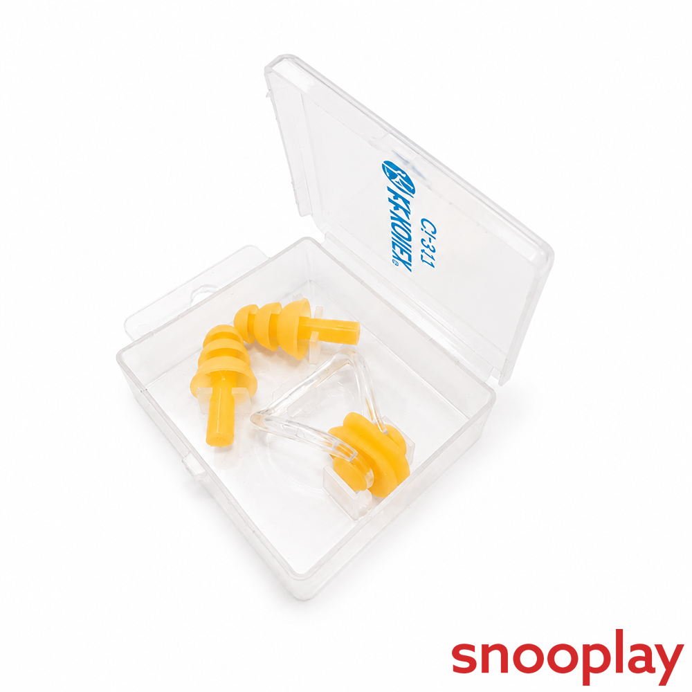 Konex Swimming Ear Plug with Nose Strip - Yellow