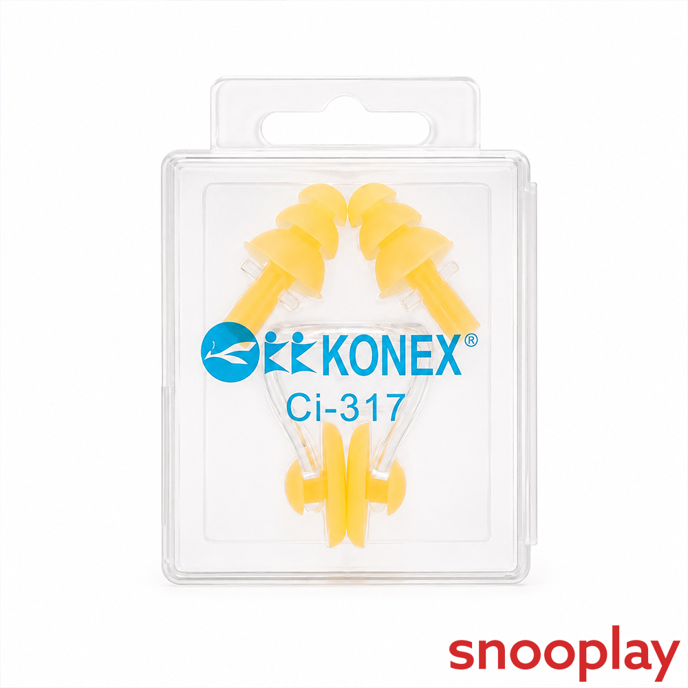 Konex Swimming Ear Plug with Nose Strip - Yellow