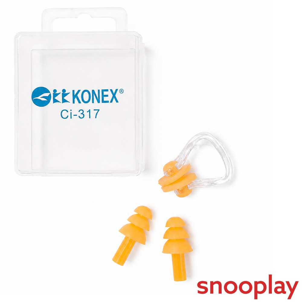 Konex Swimming Ear Plug with Nose Strip - Yellow