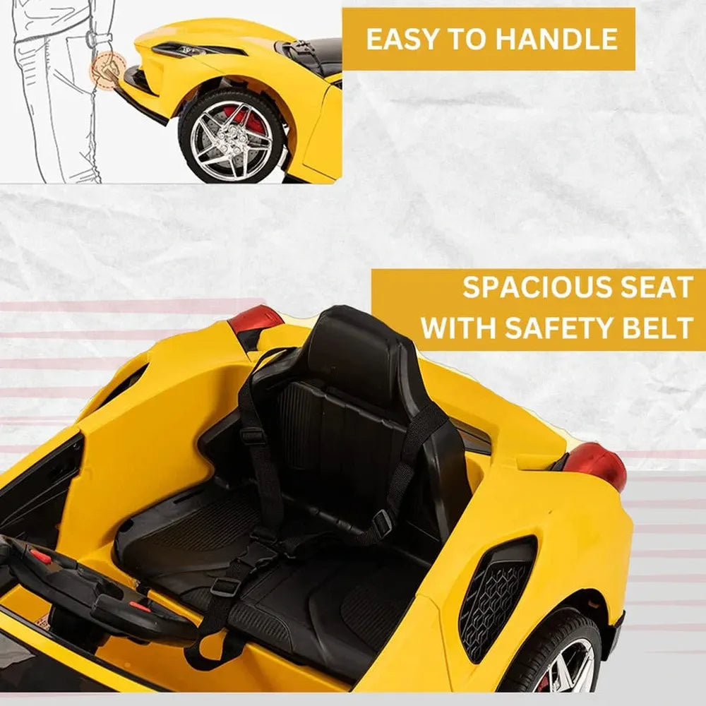 Parental & Self Control | Battery Ride On Ferrari Car | Multi-Songs, Light, USB Slot, Honk (1.5-8 Years) | Assorted Colors & Designs
