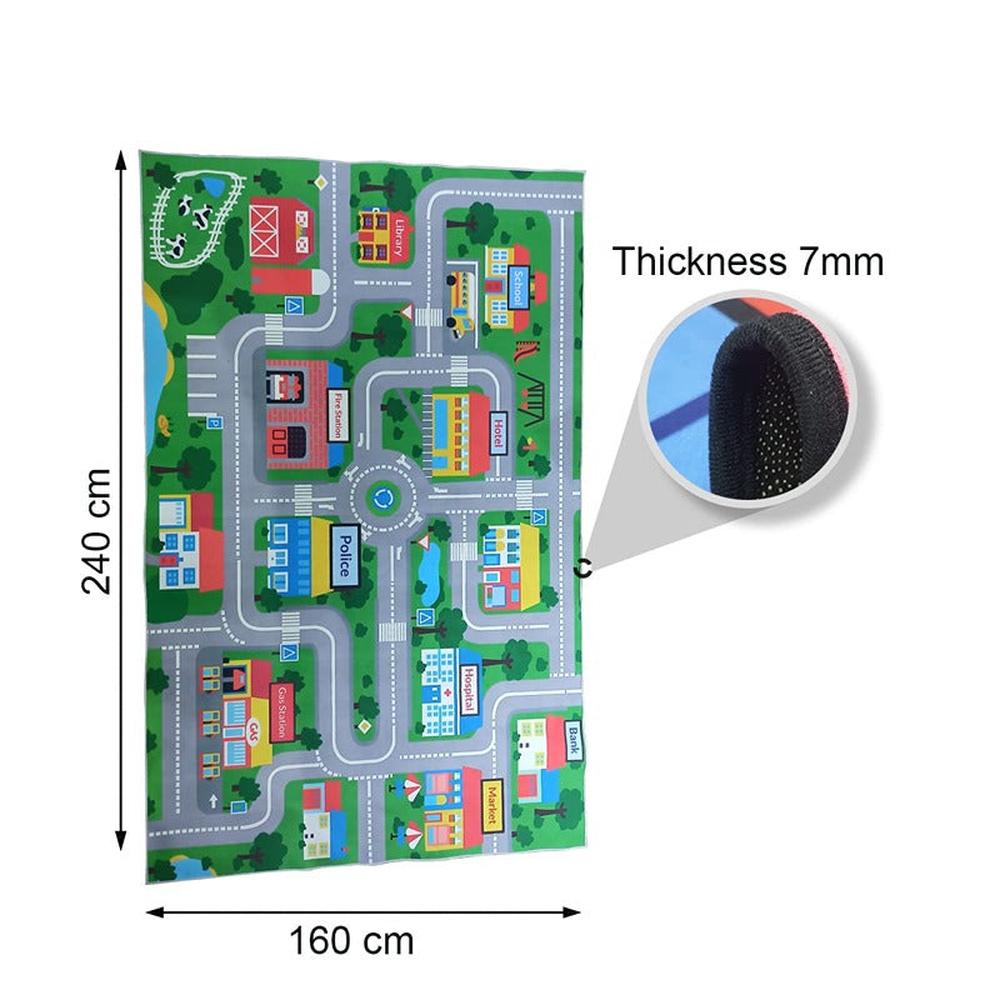 Hop N Play Large City Map Play Mat Non Slip Educational Soft Carpet Mat (2-10 Years)