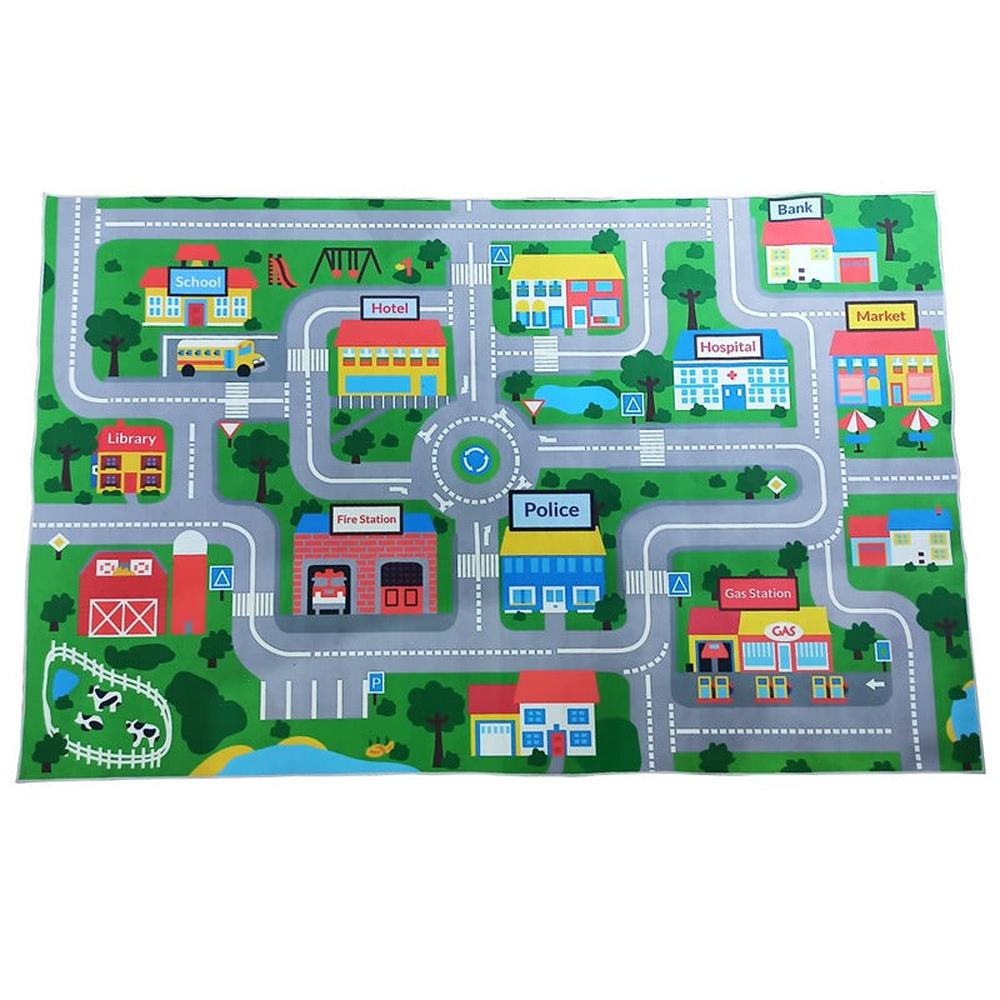 Hop N Play Large City Map Play Mat Non Slip Educational Soft Carpet Mat (2-10 Years)