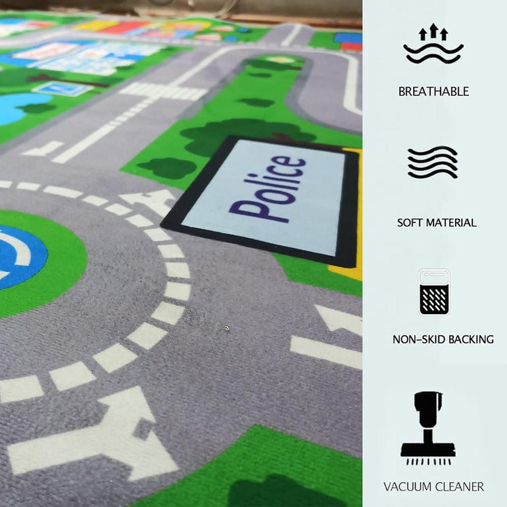 Hop N Play Large City Map Play Mat Non Slip Educational Soft Carpet Mat (2-10 Years)