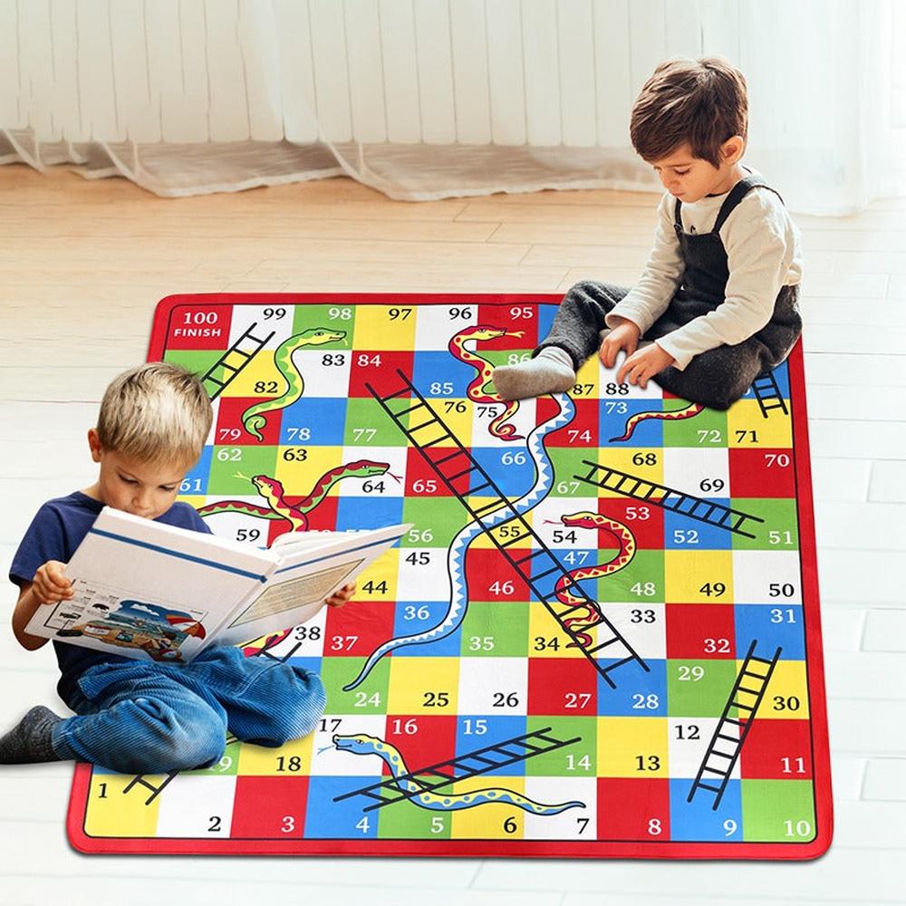 Hop N Play Jumbo Snakes and Ladders Play Rug Non Slip Educational Carpet (2-10 Years)