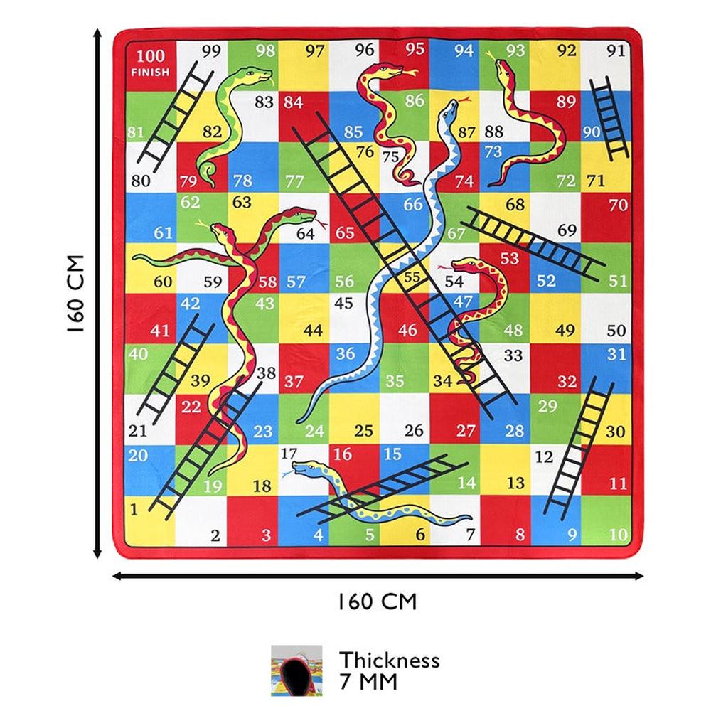 Hop N Play Jumbo Snakes and Ladders Play Rug Non Slip Educational Carpet (2-10 Years)