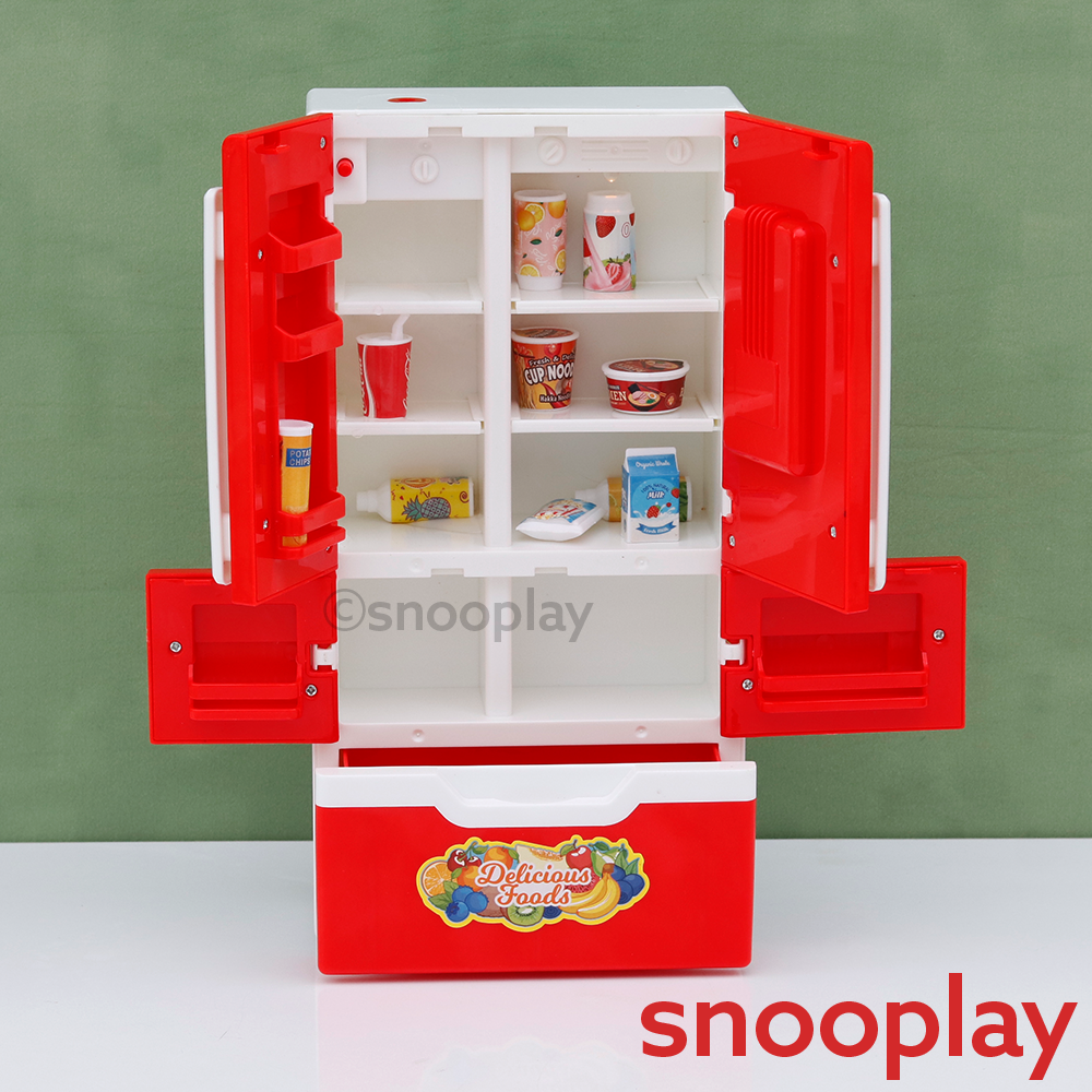 23 Pieces Mini Fridge & Pizza Play House Set | Light, Sound & Smoke Effect (3-8 Years)