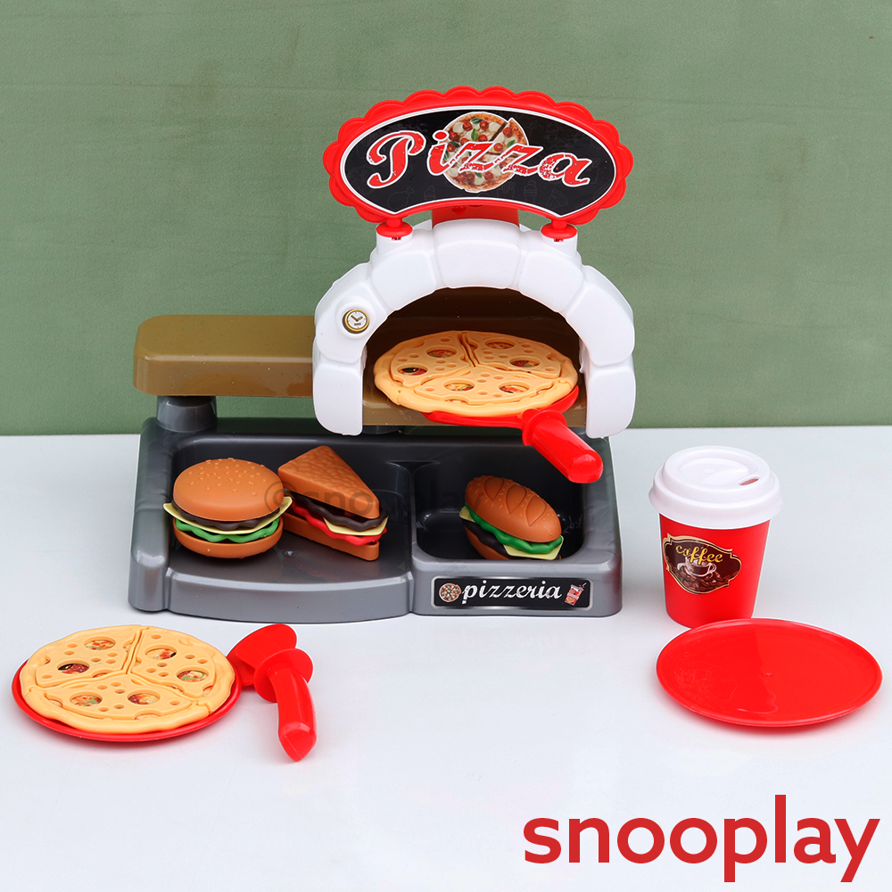 23 Pieces Mini Fridge & Pizza Play House Set | Light, Sound & Smoke Effect (3-8 Years)