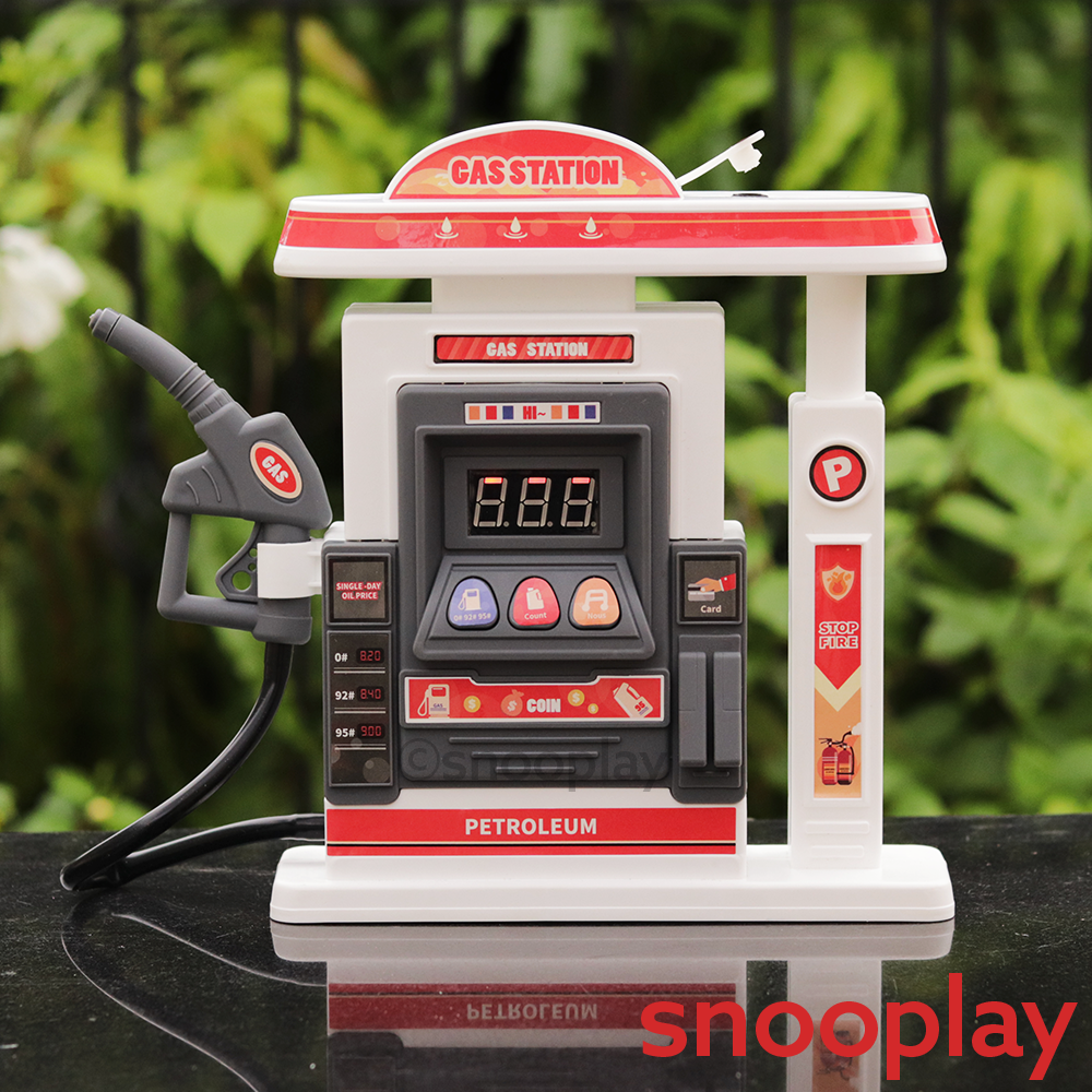 Electronic Petrol Pump Gas Station Playset with Toy Car, Accessories & Stickers (3-8 Years)