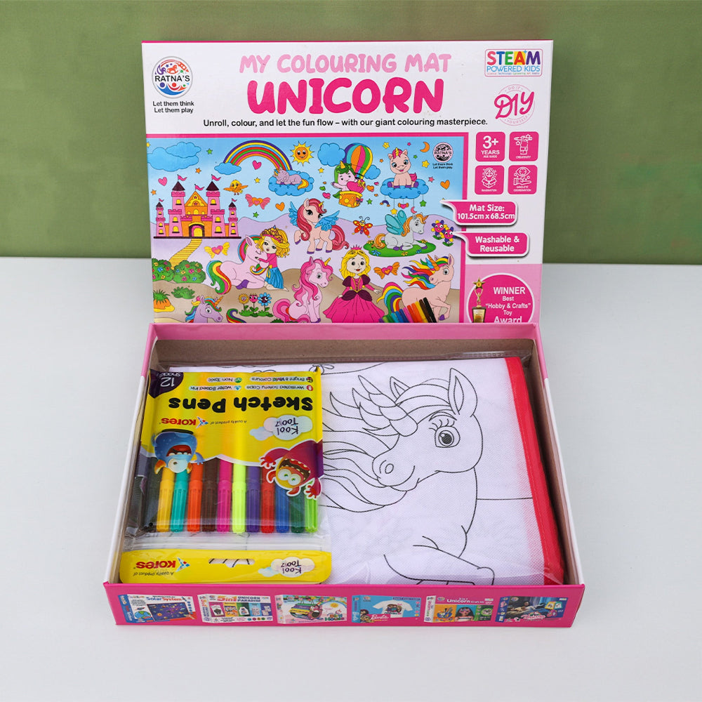 Ratna's Unicorn Theme Washable & Reusable Colouring Mat (5-8 Years)