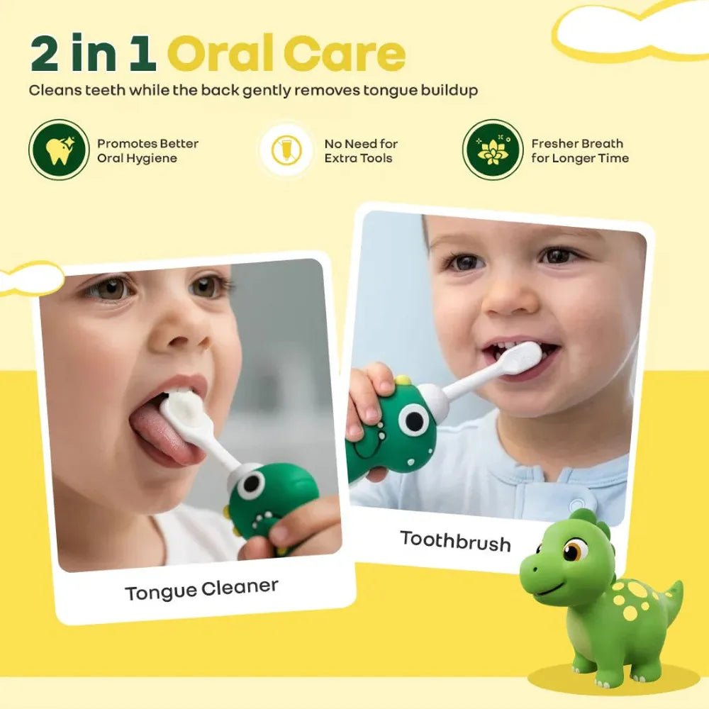 R for Rabbit BPA Free Ultra Soft Toothbrush - Green Dino