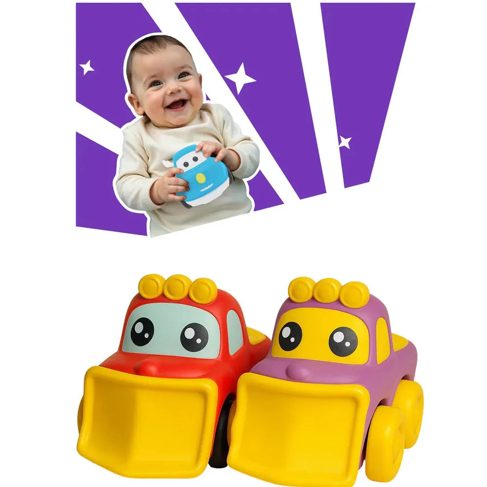 Woot Hoot Pack of 3 Cuddle Cruisers Soft Squeezy Cars | Assorted Colors
