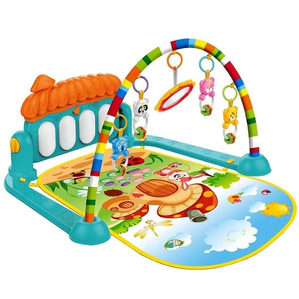 Baby Piano Gym Mat Kick & Play for Babies Up to 2 Years | Hanging Rattles, Music & Lights