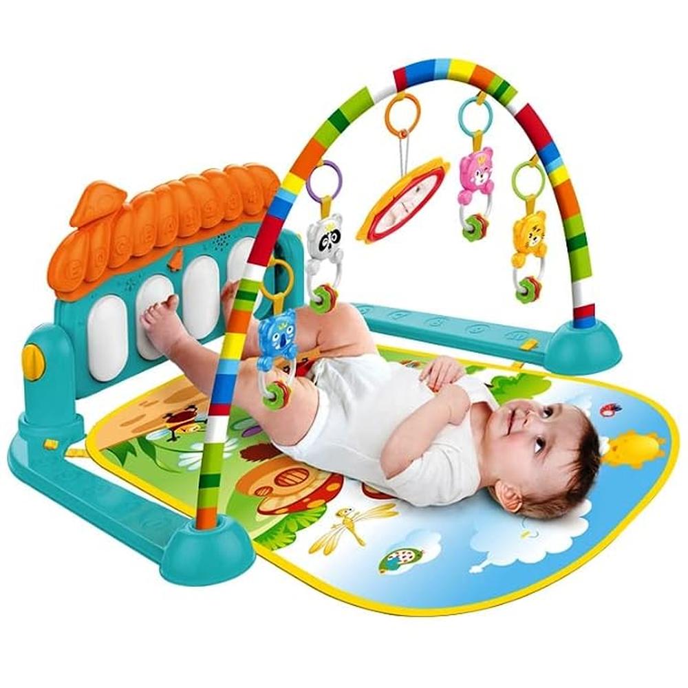 Baby Piano Gym Mat Kick & Play for Babies Up to 2 Years | Hanging Rattles, Music & Lights