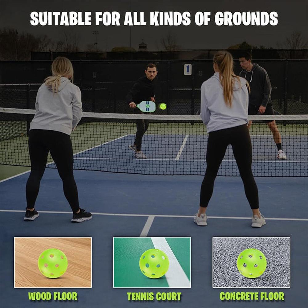 Hop N Play Set of 3 Neon Pickleball Balls with 40 Precision Holes (6 Years till Grown Ups)