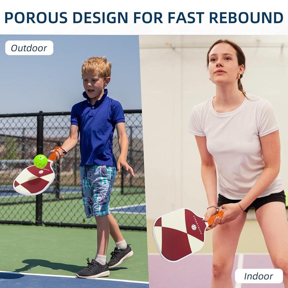 Hop N Play Fiberglass Pickleball Paddle Set - 2 Rackets with Ball (6 Years till Grown Ups)
