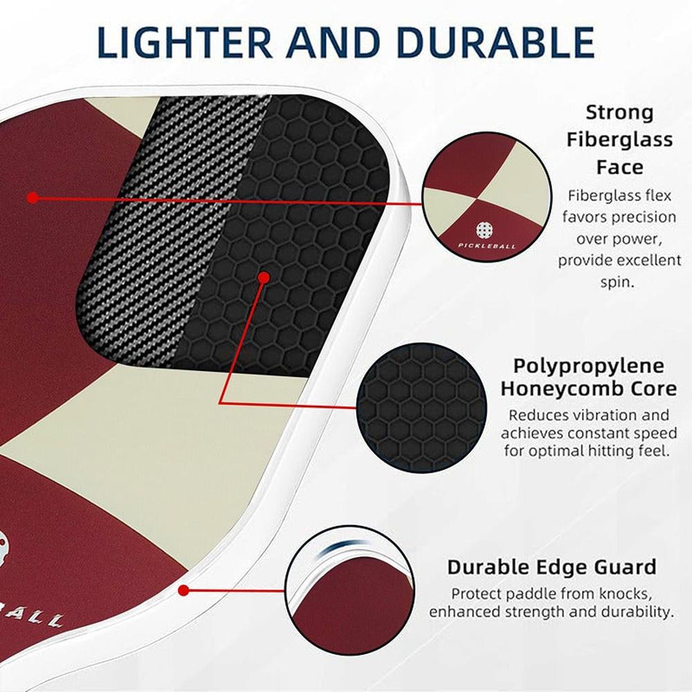 Hop N Play Fiberglass Pickleball Paddle with Honeycomb Core & Sweat Absorbent Grip (6 Years till Grown Ups