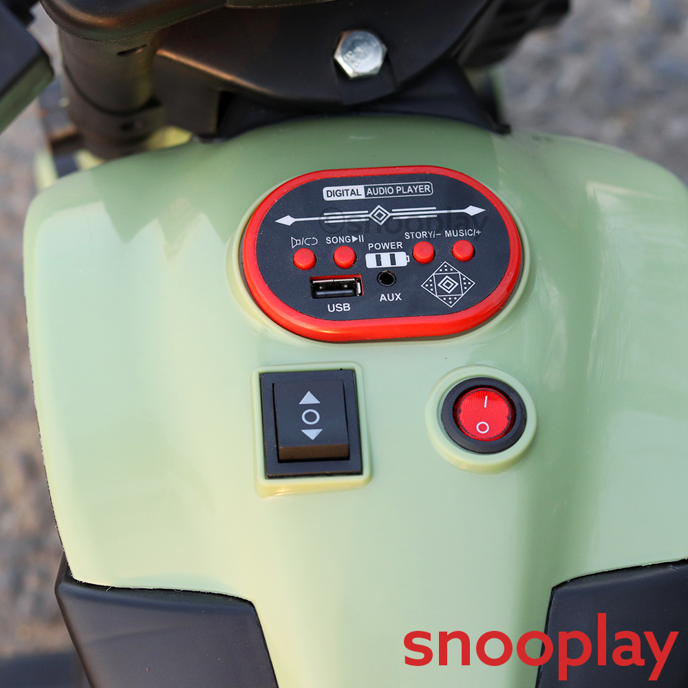 Self Control | Battery Harley Ride-On Bike | 3 Wheel Stability, Music, Headlight, Honk, USB & AUX Slot (2.5-8 Years)
