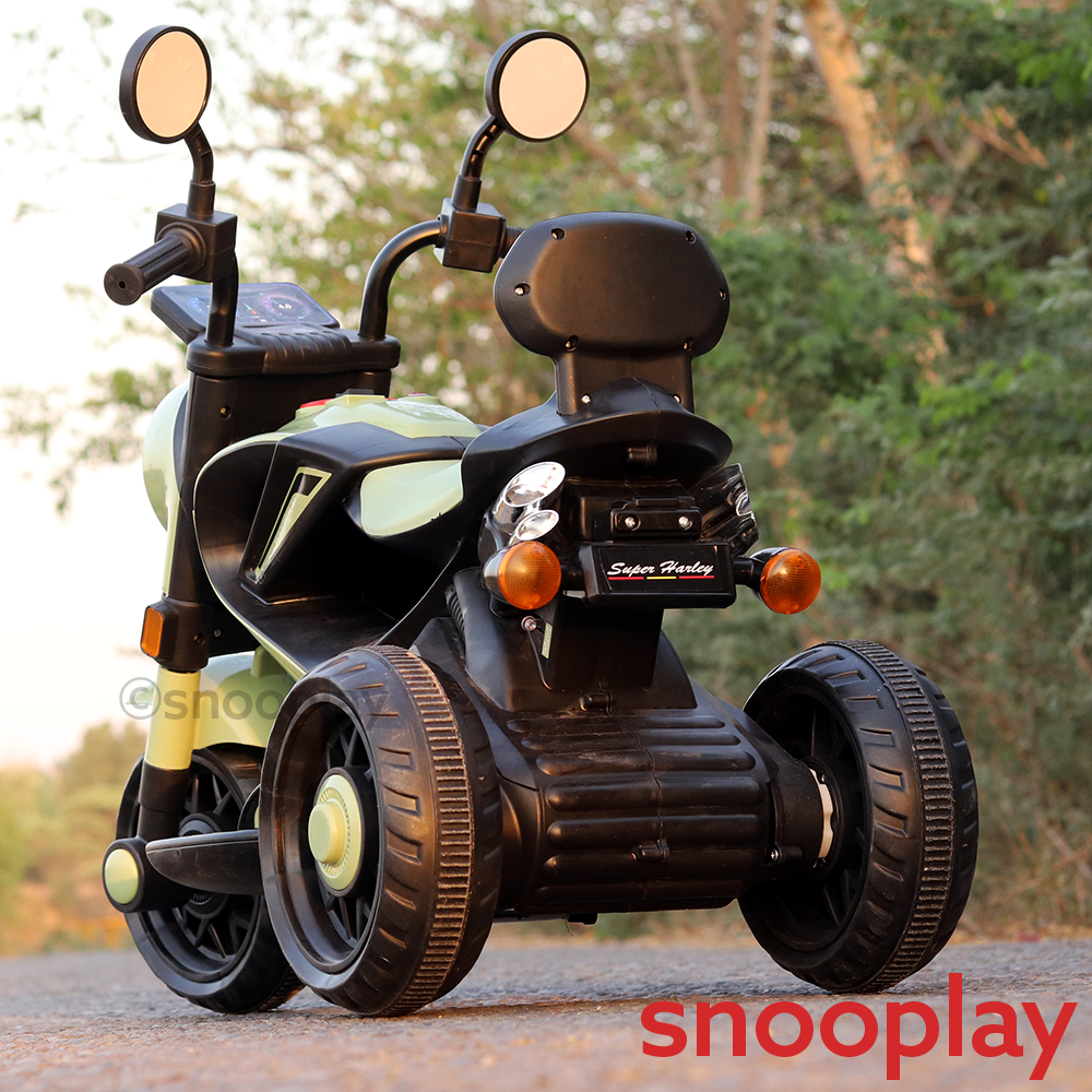 Self Control | Battery Harley Ride-On Bike | 3 Wheel Stability, Music, Headlight, Honk, USB & AUX Slot (2.5-8 Years)